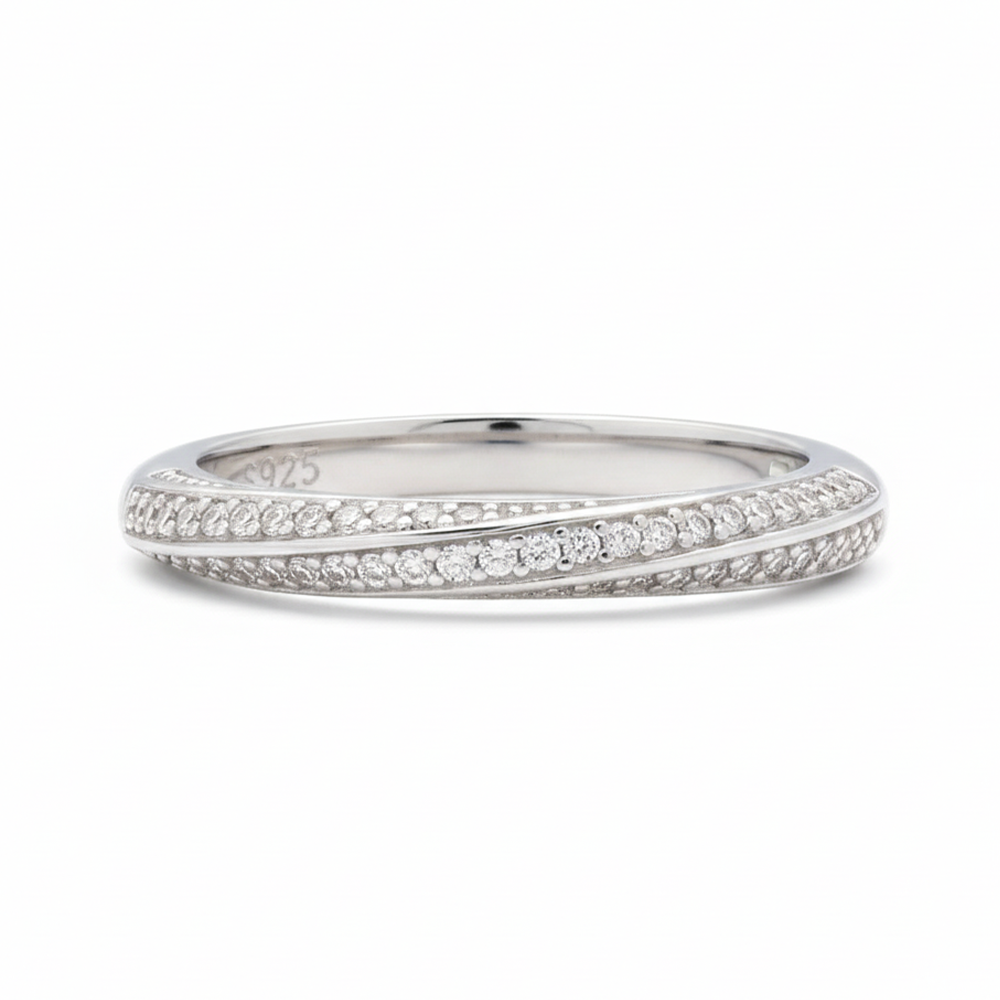 Interlacing Light Moissanite Half Eternity Ring