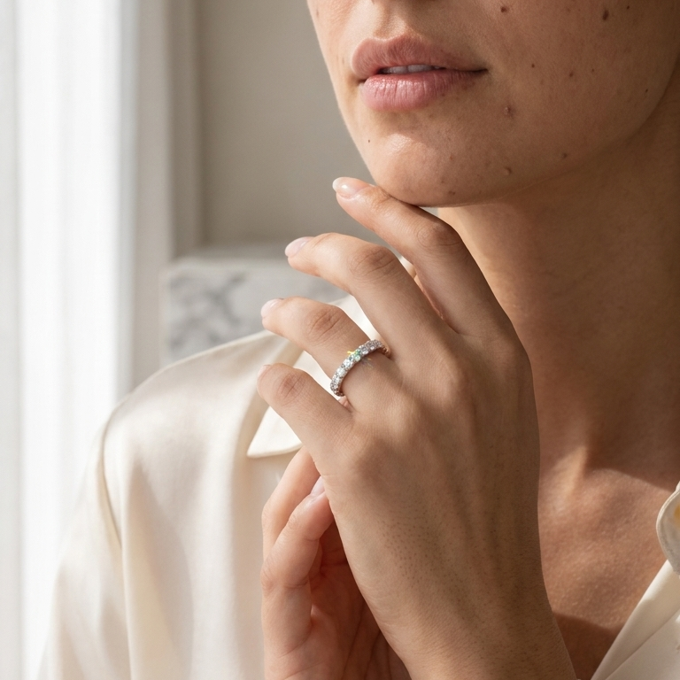 Brilliant Full Eternity Moissanite Gold Plated Ring