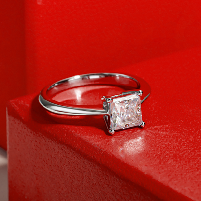 Pure Princess Cut Moissanite Gold Plated Ring